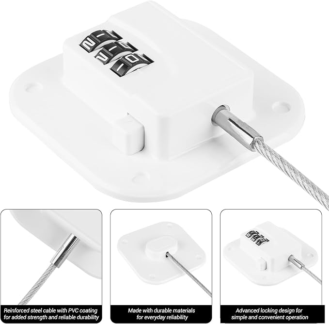 Refrigerator Lock for Kids, 2 Pack Fridge Lock with 3-Digit Combination, Heavy Duty Freezer Lock, Child Safety Cabinet & Drawer Lock, Easy Install Adhesive Lock No Keys Needed,White