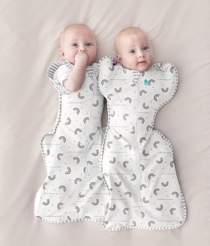 Love to Dream Swaddle Up Transition Swaddle, Patented Zip-Off Wings, Cotton, 1.0 TOG, Large (19-24 lbs), Helps Baby Transition to Arms-Free Sleep, Rainbow Dream