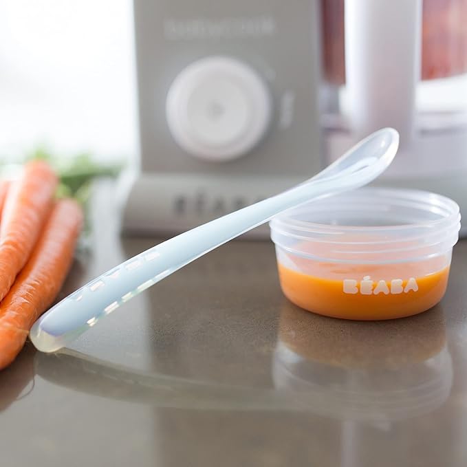 BEABA Baby's First Foods Spoon Set, Original Silicone Baby Spoons, Pack of 4 Baby Gift Set, BPA Lead & Phthalate Free, (Sage)