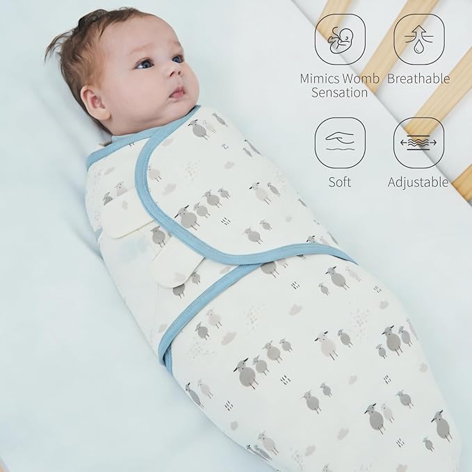 insular Baby Swaddle Wrap, Swaddle Blanket for Newborn and Infant, Adjustable Swaddling Set for Boy and Girl, Soft Cotton Baby Sleep Sack 3 Pack, Car&Dachshund, Medium(3-6 Month)