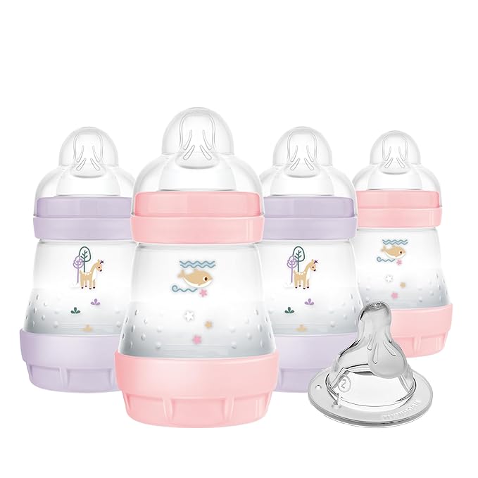 MAM Easy Start Anti-Colic Baby Bottles, Slow & Medium Flow Silicone Nipples, 5 & 9 oz, Reduces Colic, Gas, & Reflux, BPA-Free, Self-Sterilizing, Sustainable