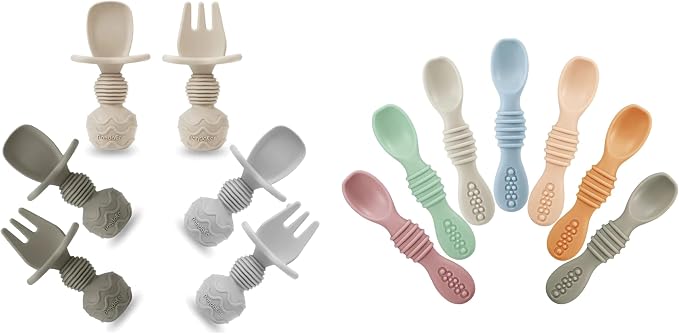 PandaEar Silicone Baby Spoons and Fork Feeding Set