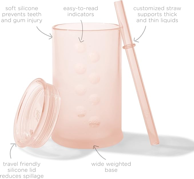 Olababy Silicone Training Cup with Straw Lid Bundle 9oz Coral + 9oz Lilac