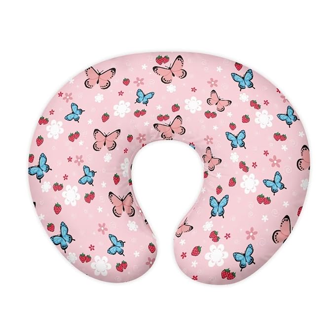 Colorful Butterfly Nursing Pillow Cover for Baby Boy Girl Breastfeeding Pillow Slipcover for Bottle Feeding Cusion Cover Novelty Gifts for Toddler Infant