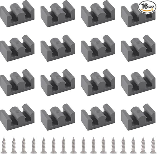 INCREWAY 16 PCS Grey Rubber Framed Sliding Rubber Shower Door Bumpers Suitable for 8MM Thick Shower Glass Moving Doors