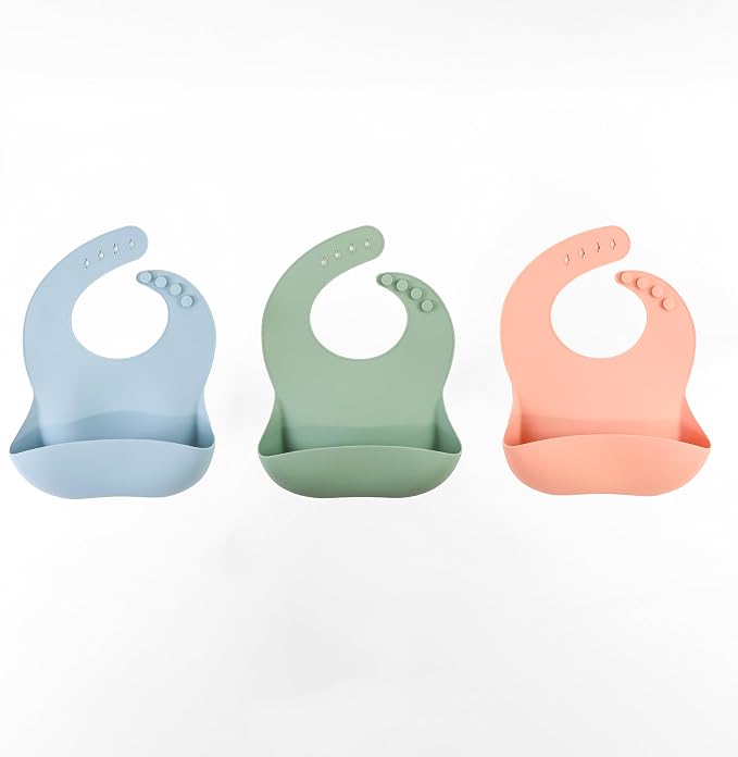 Silicone Baby Feeding Set| Silicone Divided Suction Plate and Bowl with Lids |Toddler Feeding Set| Training Cup with Straw|Fork Spoon Bib| Toddler Baby Led Weaning Supplies (Green)