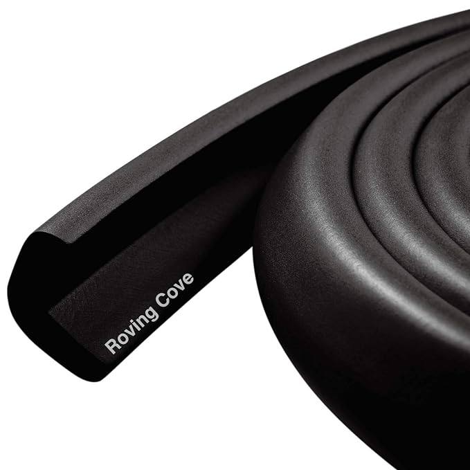 Roving Cove HeftyFit Edge Protector for Baby Proofing (6ft Large Edge Only), Heavy-Duty Soft Rubber Foam Furniture Edge Bumper Guards, Desk Edge Cushion, Wall Corner Covers, 3M Adhesive, Onyx Black