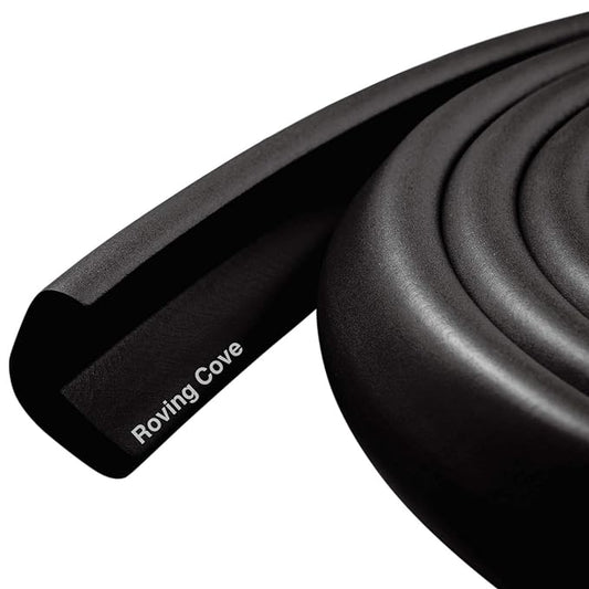 Roving Cove HeftyFit Edge Protector for Baby Proofing (6ft Large Edge Only), Heavy-Duty Soft Rubber Foam Furniture Edge Bumper Guards, Desk Edge Cushion, Wall Corner Covers, 3M Adhesive, Onyx Black
