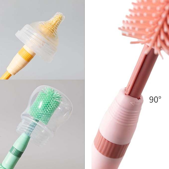 Chemimoso Small Silicone Baby Bottle Brush for Newborn Anti-Colic Baby Bottlesï¼?Portable Travel Bottle Cleaner Brush，Suit for Baby Bottles Less Than 8 OZï¼?Yellow