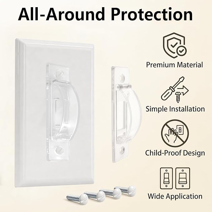 Light Switch Cover Guard – 2 Pack Clear Child Proof Wall Plate Cover, Prevents Accidental ON/OFF by Kids and Pets, Includes Screws, Fits Toggle & Rocker Switches (2, Clear)