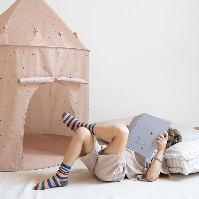 3 Sprouts Kids Play Tent - Sustainable Recycled Fabric ??Fun Spacious Childs Playhouse for Indoor Games for Boys & Girls - Durable Fort Pop Up House for Toddlers & Children Age 3-10 - Terrazzo Clay