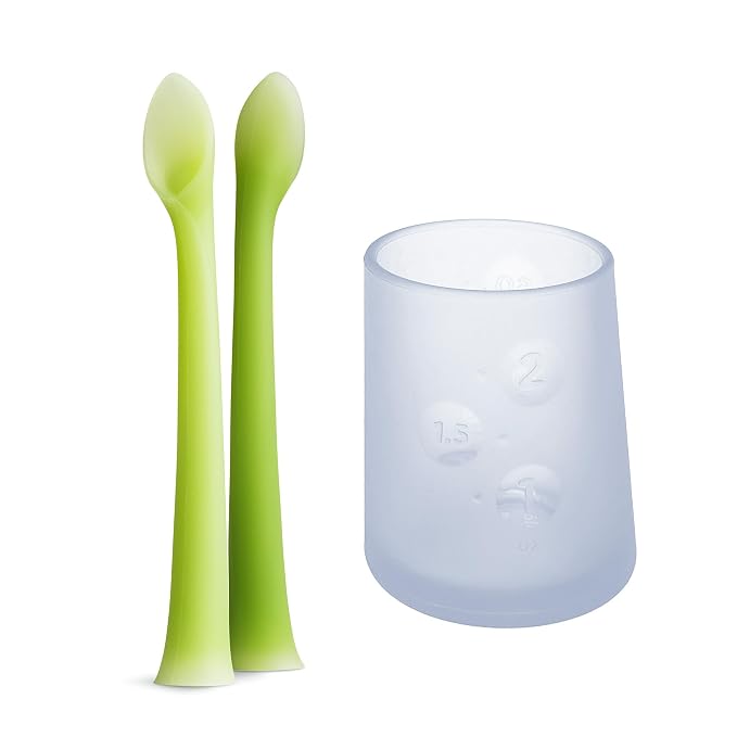 Olababy Feeding Spoon + Olababy First Cup (Blueberry, 2 oz)