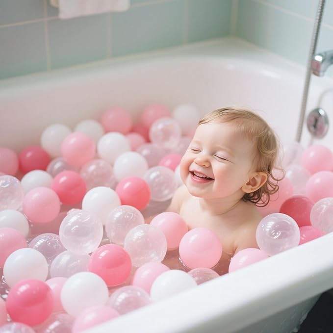 GOGOSO Ball Pit Balls for Toddler, Baby Plastic Playballs Kids Soft Pastel Pelotas Non-Toxic BPA-Free 2pink+White+Clear 1000 Balls