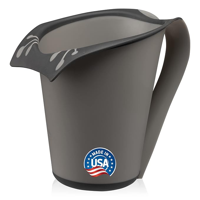 Plastic Bath Cup (800ml, 27 fl Ounce) Waterfall Rinser, Made in USA (Grey)