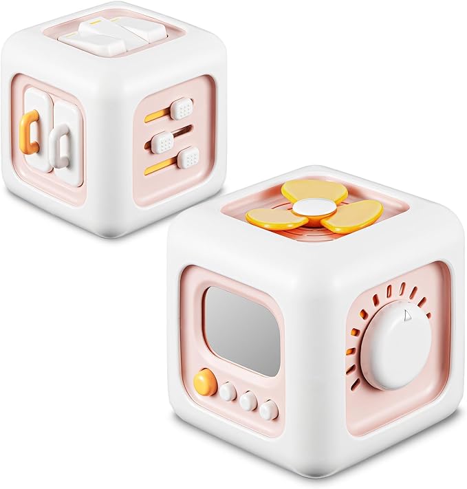 SOCBTNSO Busy Cube, Toys for 1 Year Old Girl Gifts, Montessori for Baby Girl, Travel Sensory Toys for Toddlers 1-3, Learning Fine Motor Skills| 1st Birthday Girl Gifts 6 9 12 Months