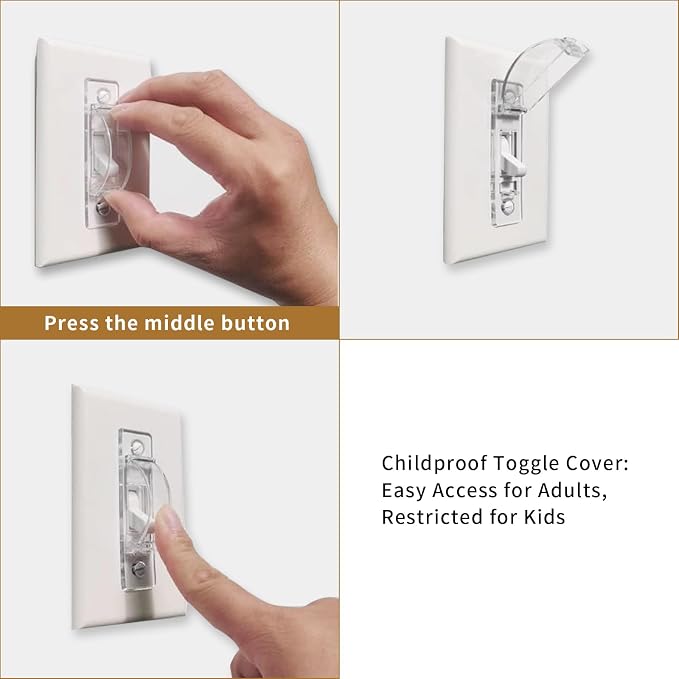 Light Switch Cover Guard, Child Proof Switch Guard 4 Pack for Toggle Switch, Prevent Kids from Turning Lights On/Off, Easy Install Wall Switch Protector（Clear)