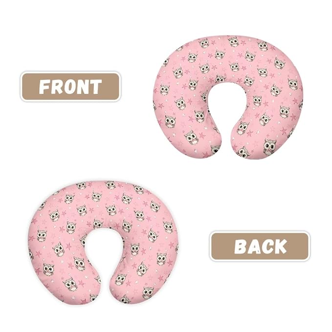 Jeiento Pink Owls Nursing Pillow Covers for Breastfeeding Pillows Ultra Soft Nursing Pillow Slipcovers Feeding Pillow Covers for Baby Girl Boys Newborn
