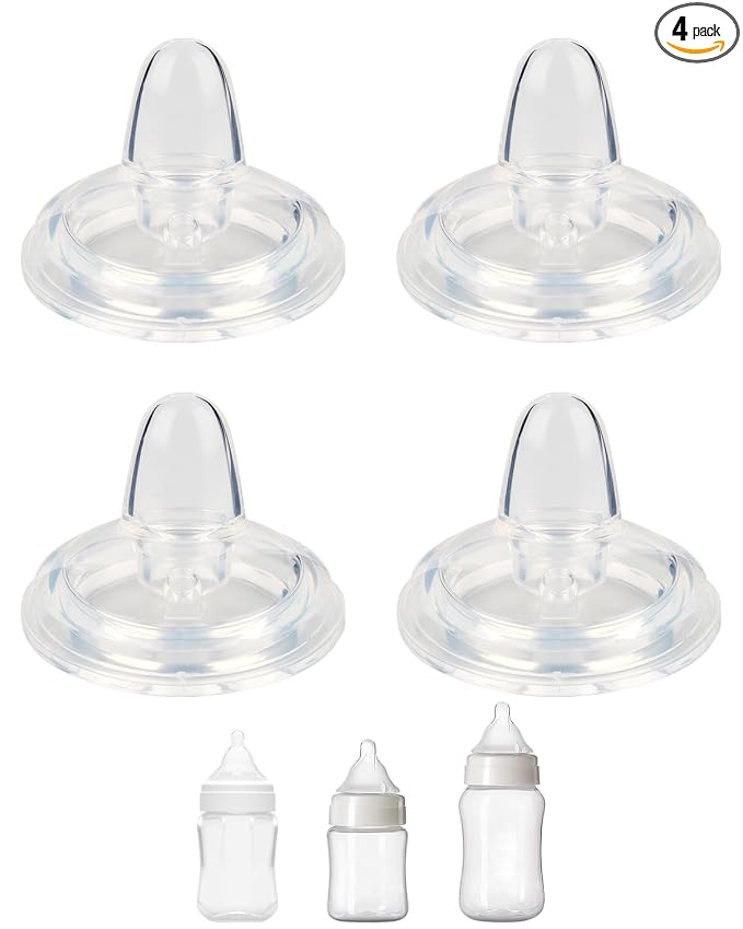 Sippy Nipples for Evenflo Balance Wide Neck Bottles, Soft 100% Silicone Wide Neck Spout Nipples, 6m+, 4 Count