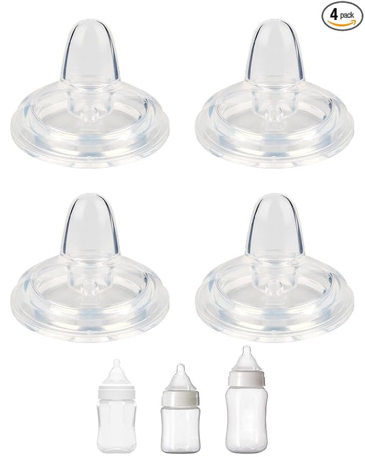 Sippy Nipples for Evenflo Balance Wide Neck Bottles, Soft 100% Silicone Wide Neck Spout Nipples, 6m+, 4 Count