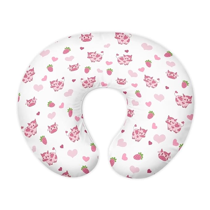 Western Cow Print Nursing Pillow Cover Baby Boy Girl Gender Breastfeeding Slipcover Infant Newborn Nursery Bottle Pillowcase-Pink