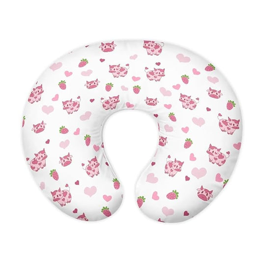 Western Cow Print Nursing Pillow Cover Baby Boy Girl Gender Breastfeeding Slipcover Infant Newborn Nursery Bottle Pillowcase-Pink