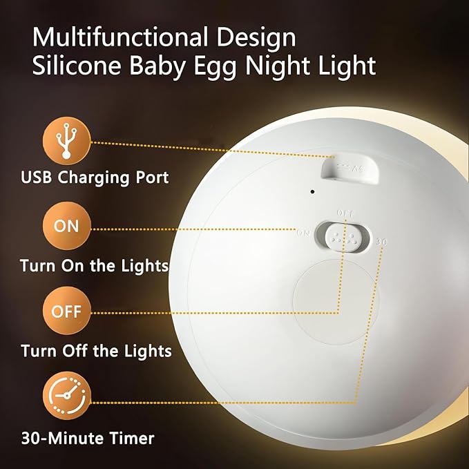 Night Light for Kids,Egg Night Light for Baby Nursery, 7 Colors Changing &30-Min Timer Portable Nursery Night Lamp forBaby Nursery & Kids Bedroom,BPA Free, Eye Caring, Soft