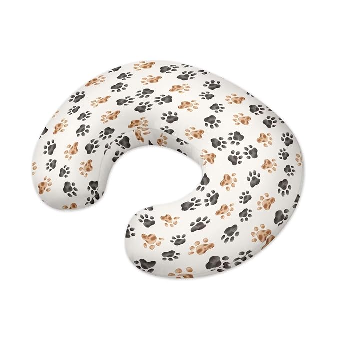 Dog Paws Newborn Nursing Pillow Cover Ultra Soft Comfortable Feeding Pillow Case Fits Bottle and Breastfeeding Pillows with Hidden Zipper, Nursery & Living Room Sofa Car Decor