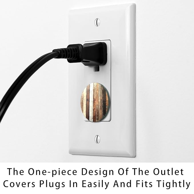 Old Wooden (3) Outlet Covers (12 or 24 Pack) - Child Safety Electric Plug Protectors to Prevent Power Shock