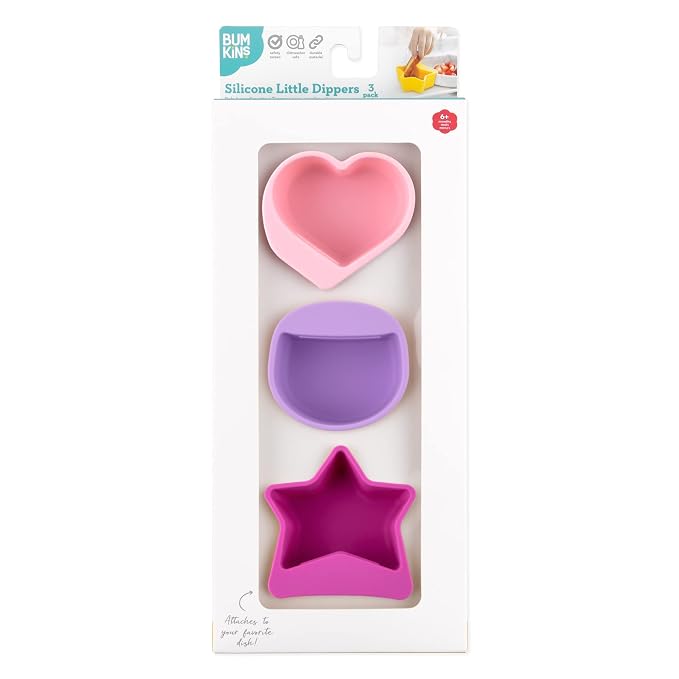 Bumkins Baby Silicone Little Dippers, Attaches to Bowls, Dishes and Plates, Sauce Cup, Holds Condiments, Dip, Puree, Toppings, Baby Led Weaning, Essential Feeding Supplies, for Babies 6 Months Up
