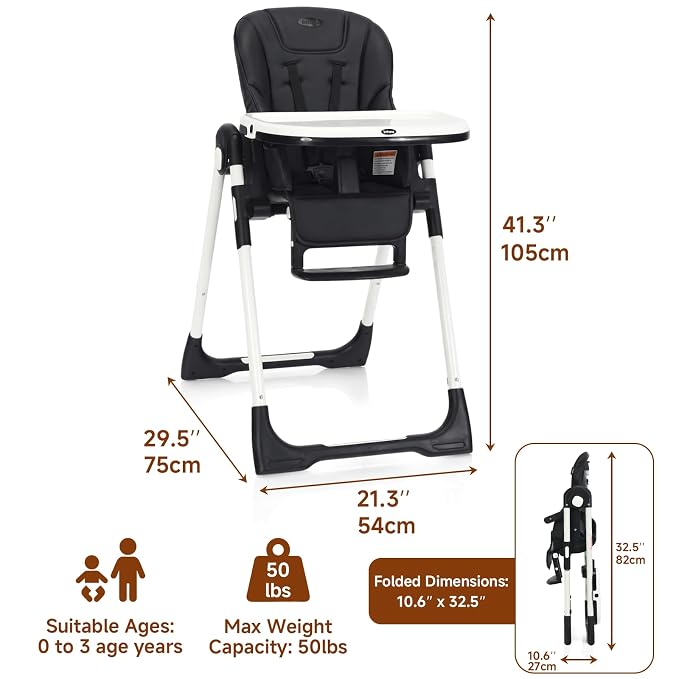 INFANS 4 in 1 High Chair–Booster Seat, Convertible Highchair w/Adjustable Height and Recline,Removable Tray,DetachableCushion, Installation-Free,Simple Fold for Baby, Infant& Toddler