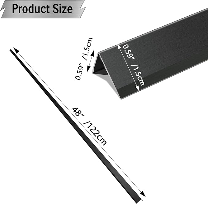 Aluminum Alloy Black Corner Guards 21Ga Thickness Wall Corner Protectors for Walls Right Angle Corner Protectors L Shaped Metal Protectors Guards (0.6x0.6x48 Inch-10PCS)