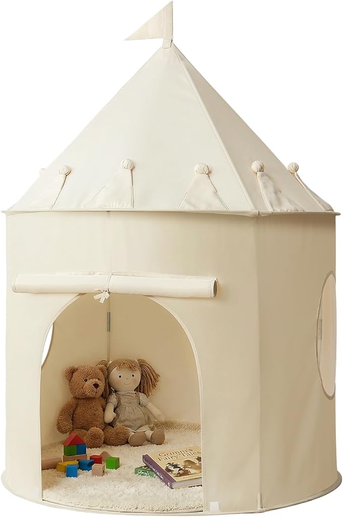 Golden Beige Kids Tent: Pop up Kids Play Tent Made by Peachskin Fabric - Toddler House for Indoor & Outdoor - Great Princess Castle for Baby