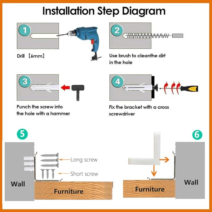 Furniture Anchors 4 Pack,Aesthetic & Invisible Once Installed,Secure 600 lbs Bookcase Dresser to Wall,Anti-Tip Furniture Safety Anchor to Childproof and Babyproof Your Home (Grey)
