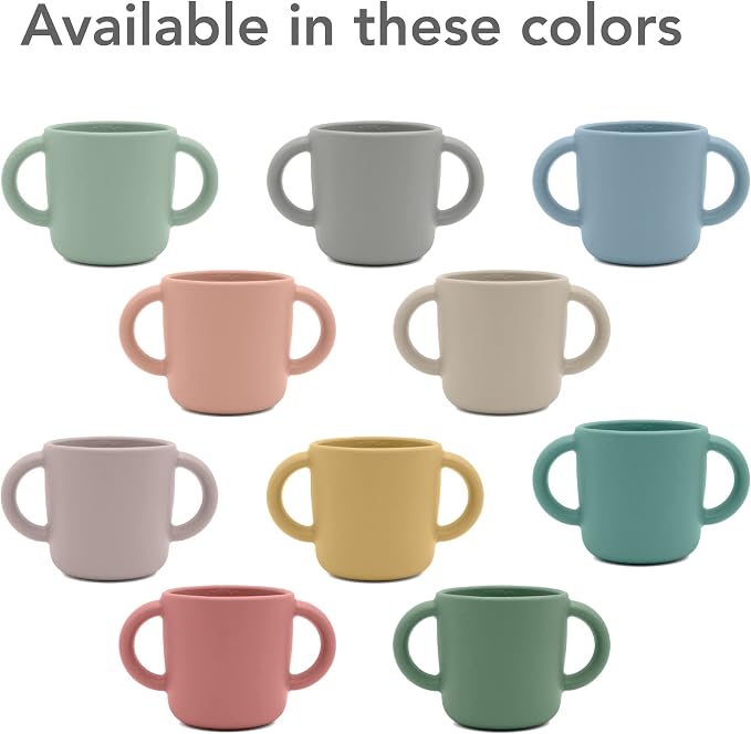 nouka Mini Training Cup | 100% Food-Grade Silicone | Easy Grip Double Handles For Tiny Hands | Dishwasher Friendly | Lily Blue | Size 5 Oz