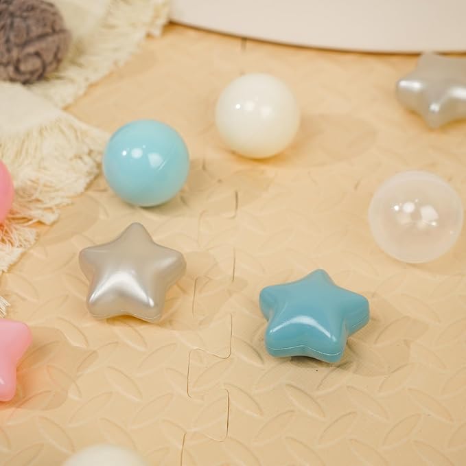 TRENDPLAY Star Ball Pit Balls 50 100 200 500 for Toddlers - Ball Pit Ball Shapes for Boys Girls Fun, Birthday Party, Christmas Decoration