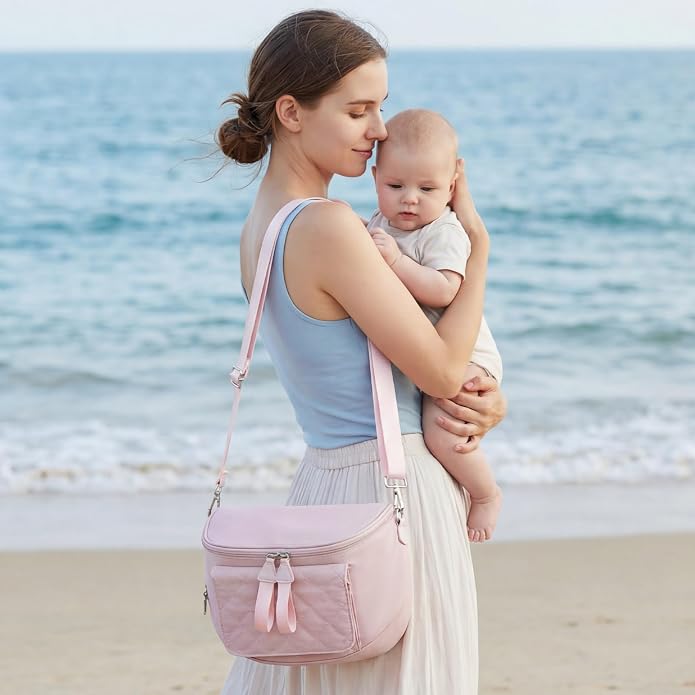 G4Free Small Diaper Bag with Portable Changing Pad Nylon Crossbody Purse Bum Bags with Wipe Pocket Women