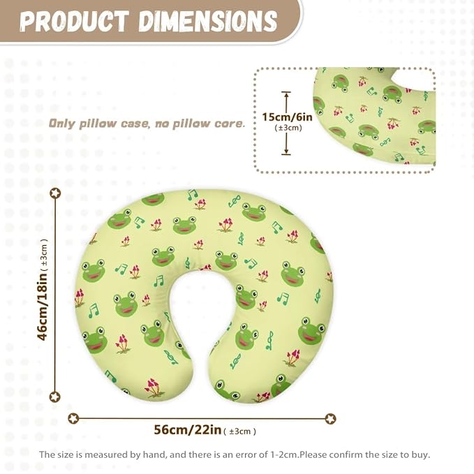 Frog Note Nursing Pillow Cover Breast Feeding Pillow Support Positioner Lounger Slipcover for Baby Boy Girl Newborn Infant