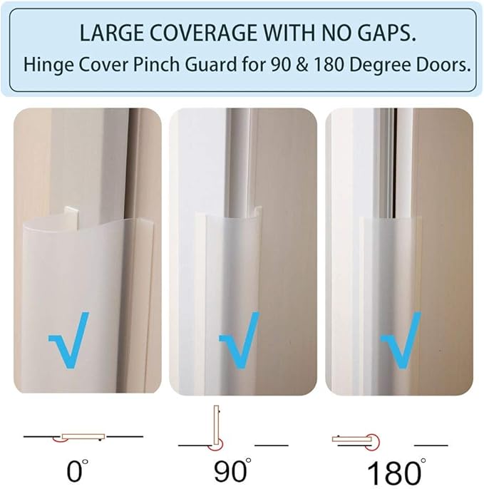 AILUOQI 4 Pack Door Jam Shield Finger Pinch Guard for Baby Proofing, Kids, Hinge Cover Pinch Guard for 90 & 180 Degree Doors Frame & Baby Gate. 47.2" H, 6.7" W