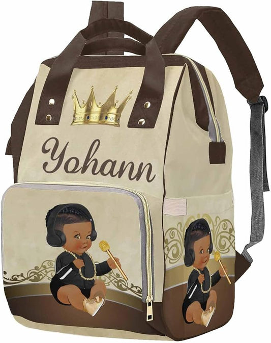 M YESCUSTOM Personalized Name Diaper Bag Backpack, Crown Diaper Baby Bags for Mom & Dad, Portable Travel Back Pack Baby Shower Gifts, Multifunction Nappy Changing Bag