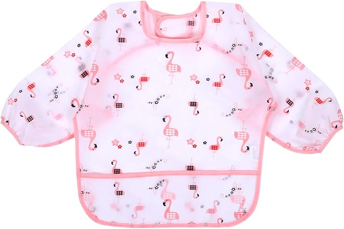 Accmor 4 Pack Long Sleeve Bibs, Baby Smock Waterproof Sleeved Bib Smock for Baby Toddler 6-36 Months