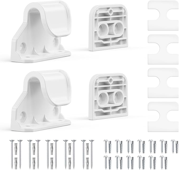 EZIGO Retractable Baby Gates Replacement Parts, Full Set Wall Mounting Accessories Including Brackets, Latches, Screws for 100/120 inch Extra Wide Baby Gate Mesh Gate Retractable Dog Gate, White