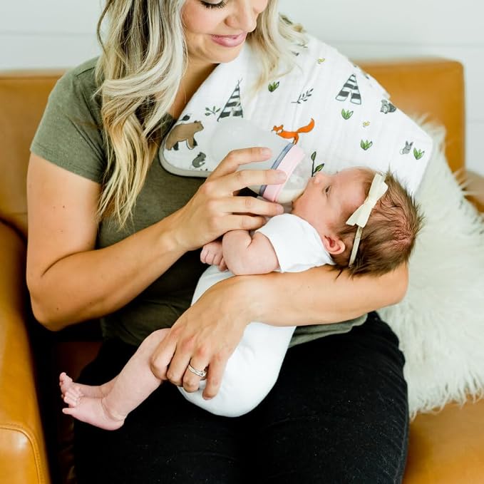 Little Unicorn Ultra-Absorbent Premium Burp Cloth 2 Pack | Soft on Baby's Skin | Larger Size | Ergonomic Design | Set of 2 (Forest Friends)