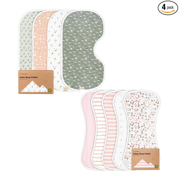KeaBabies 4-Pack Baby Burp Cloths Baby Girl, Boy and 5-Pack Burp Cloths for Baby Boys and Girls - Cotton Burp Cloth Extra Large, Absorbent - Ultra Absorbent Burping Cloth, Burp Clothes