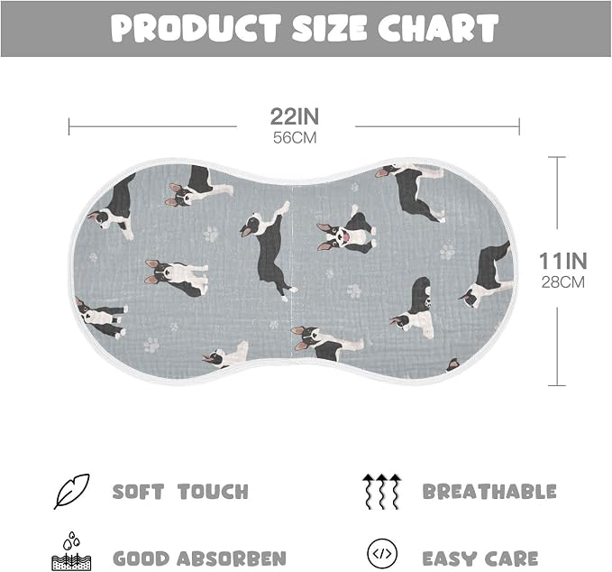 Boston Terrier Dog Do Yoga Muslin Burp Cloths for Baby 4 Pack 100% Cotton Baby Washcloths Bibs for Boy Girl