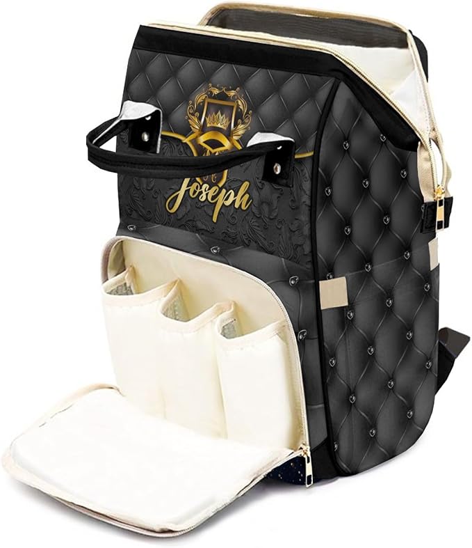 Custom Diaper Bag with Name Personalized Multifunctional Mommy Backpack for Shoulders Outdoor Backpack for Newborn Baby Crown-Thermal Pockets Nursing Bags
