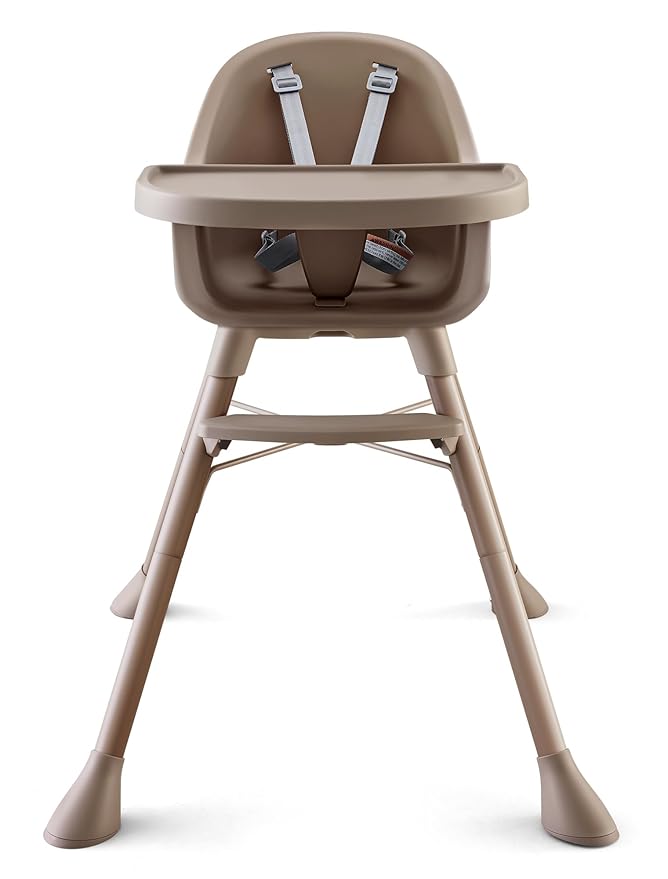 HARPPA 2 in 1 Baby High Chair for Babies and Toddlers, Convertible High Chairs with Removable Double Tray, Waterproof PU Seat Cushion, Anti-Slip Footrest and 5-Point Harness for 6??6 Months, Beige