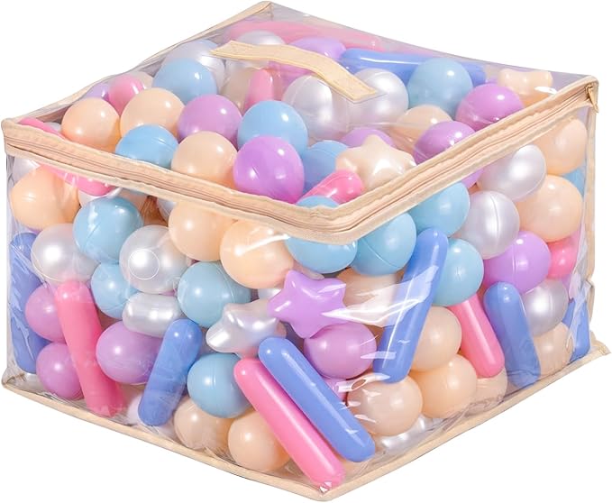 Ball Pit Balls for Toddlers 1-3, 500pcs Crush Proof Plastic Balls for Girls Ball Pit, BPA Free Non-Toxic Play Balls for Baby Pool, Playhouse, Tent, for Dogs & Pets, 3 Shapes, Blue Purple Pink