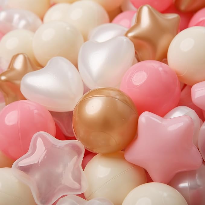 TRENDPLAY Ball Pit Balls Star and Heart Shapes for Toddlers - 50 100 200 500 Count Plastic Balls for Ball Pit Fun and Play