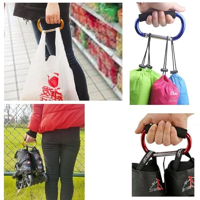 Stroller Hooks by Baby,2 pcs Carabiner Stroller Hook Organizer for Hanging Purses, Diaper Bag, Shopping Bags. Clip Fits Single/Twin Travel Systems, Car Seats and Joggers (Purple)