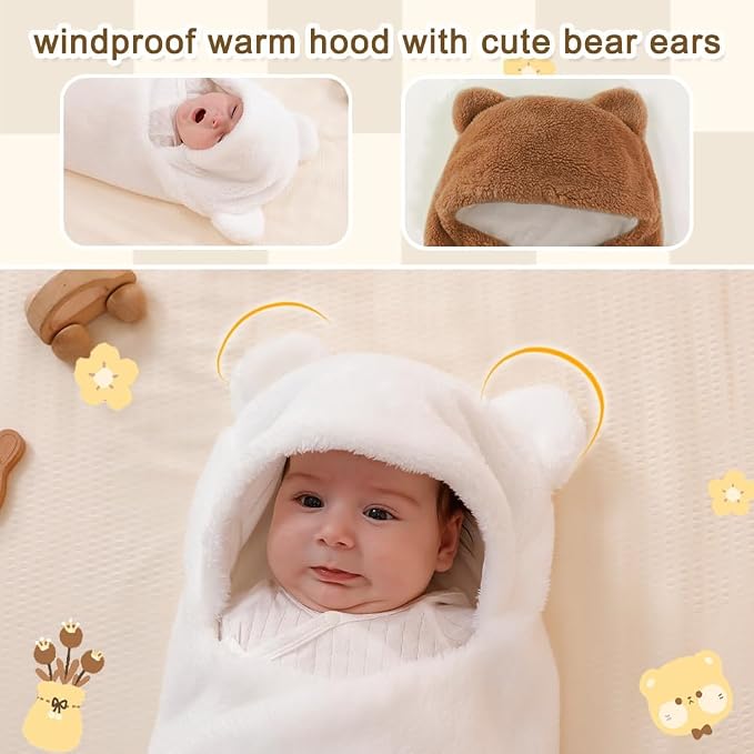 AiWMGL Baby Winter Fleece Swaddle Blanket 3-6 Months Boys Girls Warm Adjustable Newborn Swaddling Wrap Soft Plush Sleeping Sacks